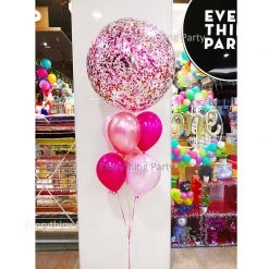 Everything Party 3ft Jumbo Pink Confetti Helium Balloon Bouquet Balloons