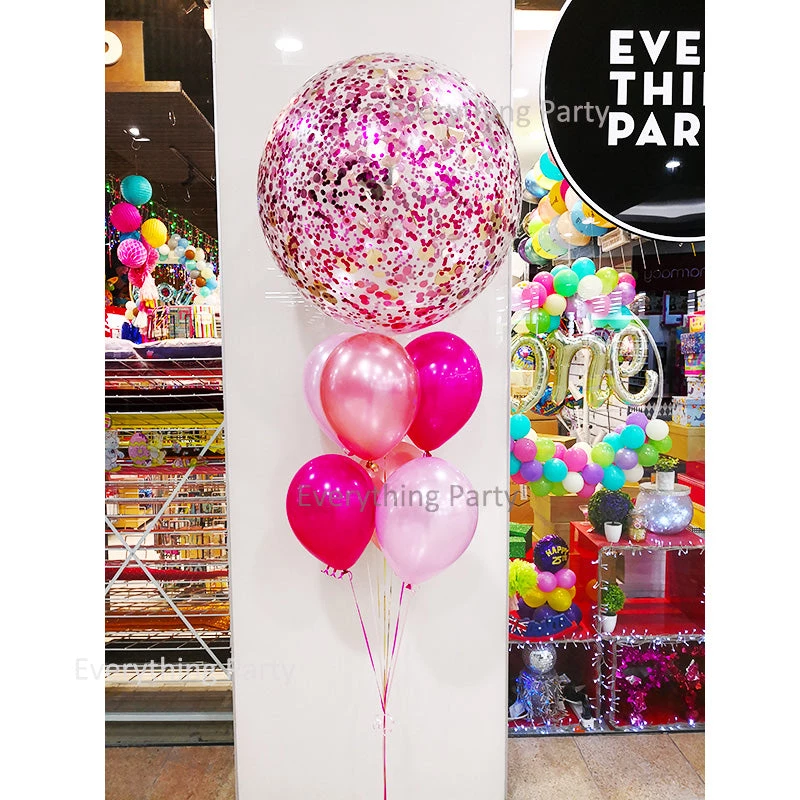 Everything Party 3ft Jumbo Pink Confetti Helium Balloon Bouquet Balloons