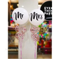 Everything Party Balloons 3ft Mr. & Mrs. White Wedding Latex Balloon Bouquet