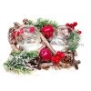 Everything Party Deluxe Wooden Pine Corn & Berry Christmas Tealight Candle Holder - 2 Cups