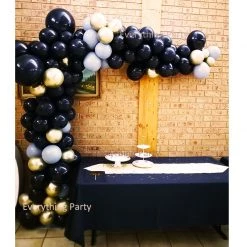 Everything Party Balloon Garland Black & Chrome Gold & Grey - 50th Birthday