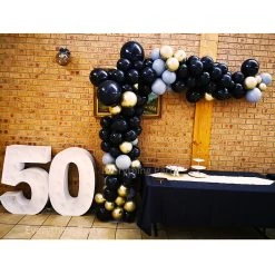 Everything Party Balloon Garland Black & Chrome Gold & Grey - 50th Birthday