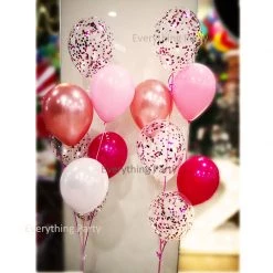 Everything Party 11" Confetti Balloon And Rose Gold Latex Helium Balloon Set Balloon Samples