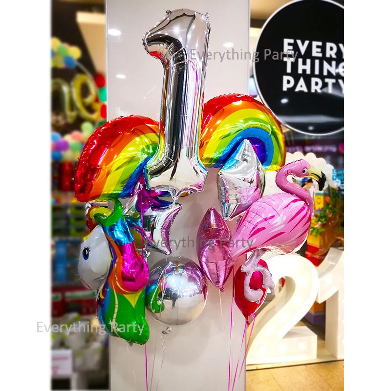 Everything Party 1st Birthday Foil Shape Balloon Bouquet Foil Number & Alphabet