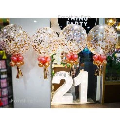 Everything Party Balloon Samples 2ft Jumbo Rose Gold Confetti Balloon Bouquet