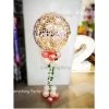 Everything Party Balloon Samples 24" Super Clear Round Rose Gold Confetti Balloon Arrangement With Leaves