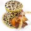 Everything Party Mini Leopard Print Top Hat With Feather Flower And Hair Clip