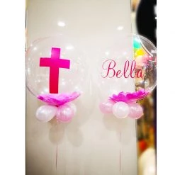 Everything Party Confetti Bubbles With Customized Vinyl Writing Helium Balloon Bouquet Balloons