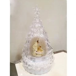 Everything Party Christmas White LED Snow Globe Water Lantern With Clear Tree Design