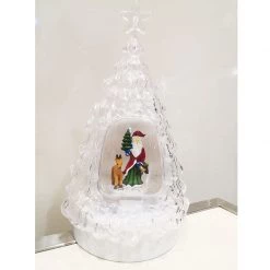 Everything Party Christmas White LED Snow Globe Water Lantern With Clear Tree Design