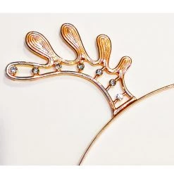 Pacific Wholesale Rose Gold Metal Christmas Headband With Diamonds - Reindeer Antler By Event
