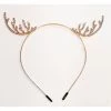 Pacific Wholesale Rose Gold Metal Christmas Headband With Diamonds - Reindeer Antler