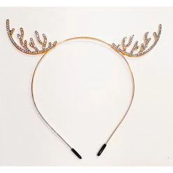 Pacific Wholesale Rose Gold Metal Christmas Headband With Diamonds - Reindeer Antler