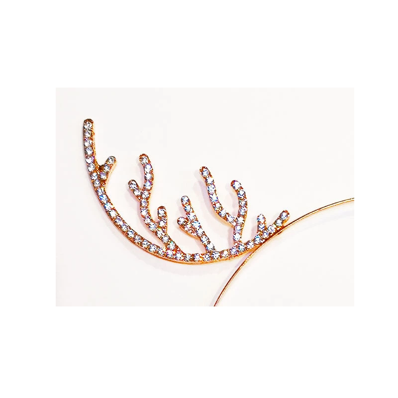 Pacific Wholesale Rose Gold Metal Christmas Headband With Diamonds - Reindeer Antler