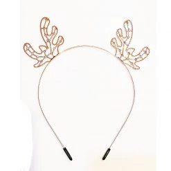 Pacific Wholesale Rose Gold Metal Christmas Headband With Diamonds - Reindeer Antler