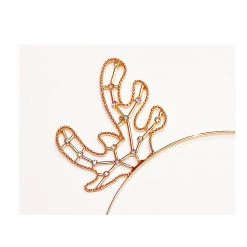 Pacific Wholesale Rose Gold Metal Christmas Headband With Diamonds - Reindeer Antler