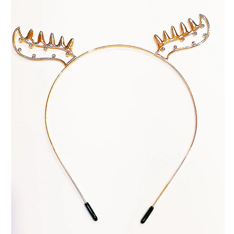 Pacific Wholesale By Event Rose Gold Metal Christmas Headband With Diamonds - Reindeer Antler