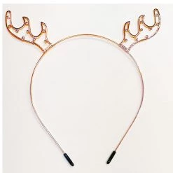 Pacific Wholesale Rose Gold Metal Christmas Headband With Diamonds - Reindeer Antler