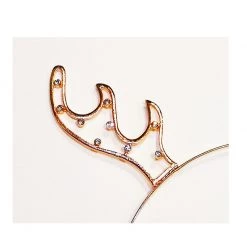 Pacific Wholesale Rose Gold Metal Christmas Headband With Diamonds - Reindeer Antler
