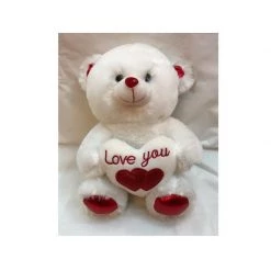 Lylac 28cm White Plush Valentines Teddy Bear With Heart By Event