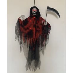 Everything Party By Event Halloween Hanging Reaper With Sickle And Red LED Lights
