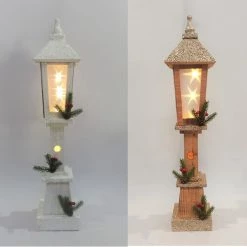 Pacific Wholesale By Event 60cm Christmas White Wooden Light Up Street Lamp Decoration