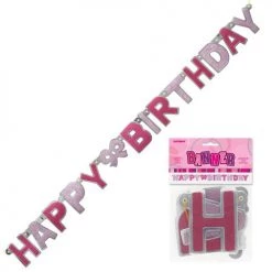 Meteorparty Happy Birthday Glitz Joint Banner - Pink