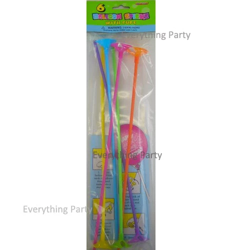 Meteorparty Balloons 6pk Balloon Sticks With Cups - Mixed Colour