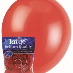 Unique 25pk Decorator Helium Quality Latex Balloons 30cm - Bright Red