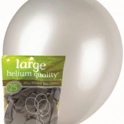 Unique 25pk Decorator Helium Quality Latex Balloons 30cm - Metallic Silver