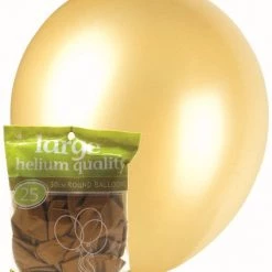 Unique 25pk Decorator Helium Quality Latex Balloons 30cm - Metallic Gold