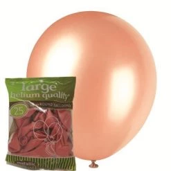 Unique 25pk Decorator Helium Quality Latex Balloons 30cm - Metallic Rose Gold