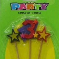 Everything Party No.3 Birthday Candle Set - Assorted Colour