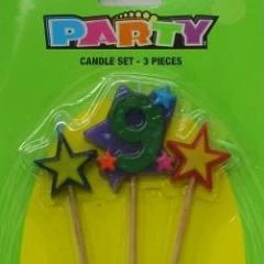 Everything Party No.9 Birthday Candle Set - Assorted Colour All Birthday