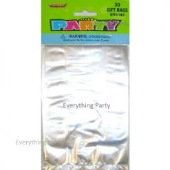 Everything Party 30pk Gift Bags With Ties - Clear (3 Sizes)