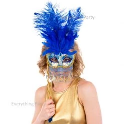 Everything Party Deluxe Belly Dancer Eye Mask On A Stick - Blue Masks