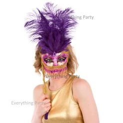 Everything Party Deluxe Belly Dancer Eye Mask On A Stick - Purple