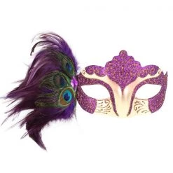 Everything Party Burlesque Eye Mask With Peacock Feathers (4 Colours) By Event