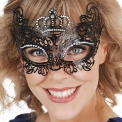 Dr. Tom's ROYAL Metal Crown Black With Diamantes Eye Mask