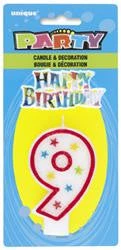 Meteorparty All Birthday No.9 Birthday Candle With Cake Decoration