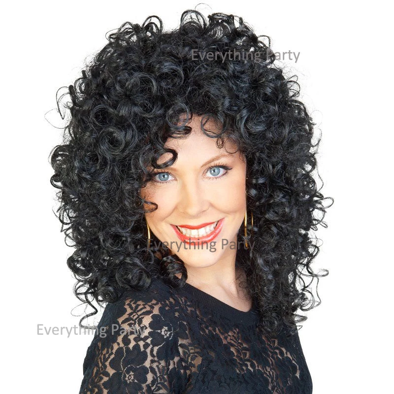 Dr. Tom's Wig - Tomfloory Deluxe Cher Curly Black Wig By Theme