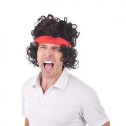 Dr. Tom's Wig - Tomfloory Deluxe 80's Tennis Aggro Wig With Headband By Theme