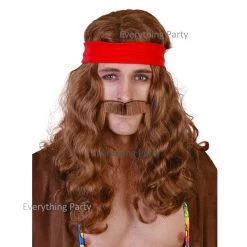 Dr. Tom's Wig - Tomfloory Deluxe 1970's Lennon Long Wavy With Mo And Headband