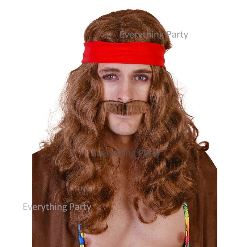 Dr. Tom's Wig - Tomfloory Deluxe 1970's Lennon Long Wavy With Mo And Headband