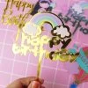 Everything Party Acrylic Mirror Metallic Birthday Cake Topper - Rainbow