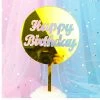 Everything Party Acrylic Mirror Metallic Round Hollow Out Happy Birthday Cake Topper - Gold All Birthday