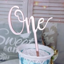 Everything Party All Birthday Acrylic Mirror Birthday Cake Topper - Pink One