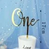 Everything Party Acrylic Mirror Birthday Cake Topper - Metallic Gold One All Birthday