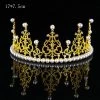 Everything Party All Birthday Premium Large Metal Tiara With Pearl And Diamond Cake Decoration - Gold