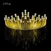 Everything Party All Birthday Premium Large Metal Tiara With Pearl And Diamond Cake Decoration - Gold